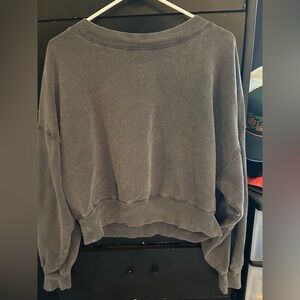 Free People Gray Cropped Sweatshirt - Size Medium
